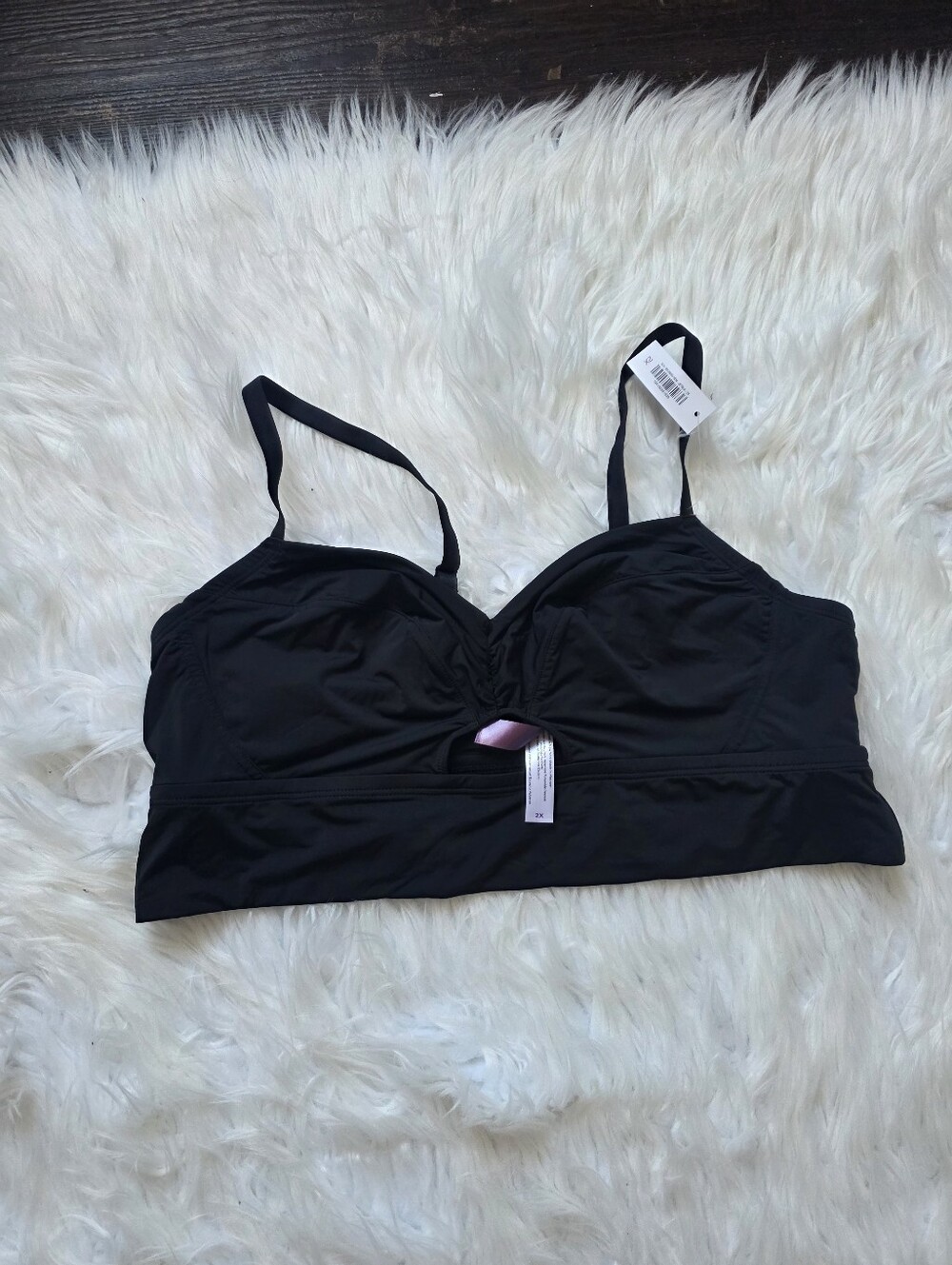 Adore Me Black Longline Bralette with Adjustable Straps